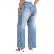 Plus Size Women’s High Waisted Straight Wide Leg Jeans