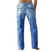Women’s Multi-Pocket Washed Mid Rise Straight Leg Jeans