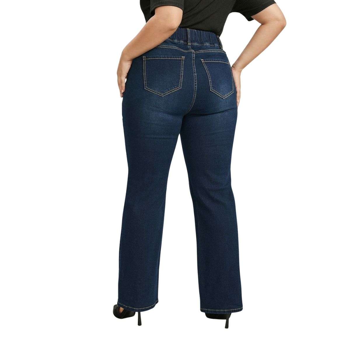Women’s Elastic Waist High Stretch Micro Flare Jeans