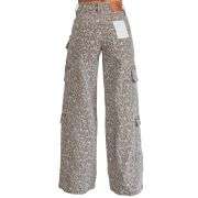 Women’s High Rise Cheetah Print Wide Leg Cargo Jeans