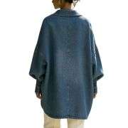 Women’s Collared V-Neck Oversized Long Sleeve Denim Tunic Shirt