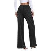 Women’s High Rise Elastic Waist Tummy Control Stretch Wide Leg Jeans