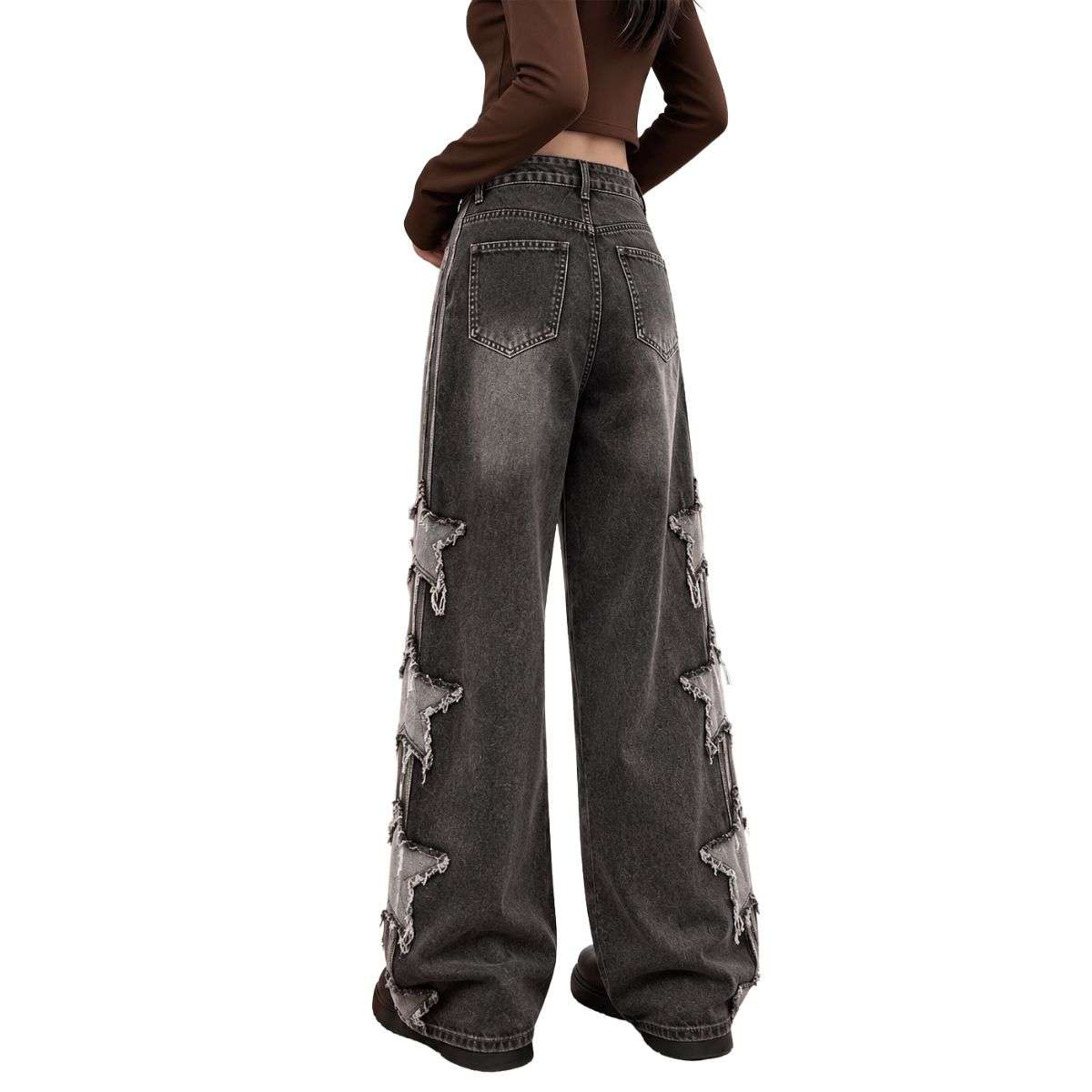 Women’s Cute Star Patchwork Loose Fit Jeans