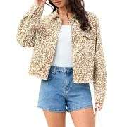 Women’s Cheetah Print Stretch Frayed Hem Denim Jacket