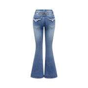 Women’s Gothic Punk Rhinestone Embroidered Flare Jeans
