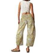 Women’s Mid Rise Printed Loose Barrel Leg Jeans
