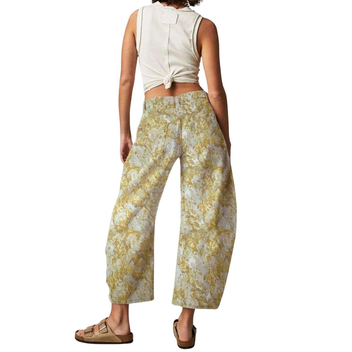 Women’s Mid Rise Printed Loose Barrel Leg Jeans