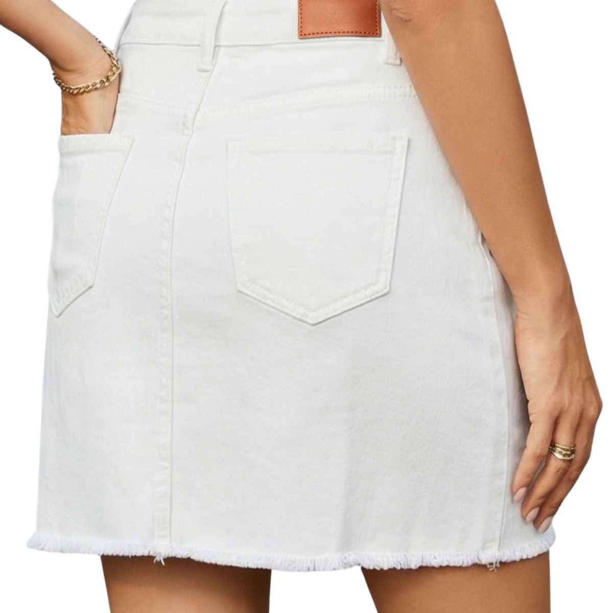 Women’s High Waisted Seam Stitched Denim Skirt