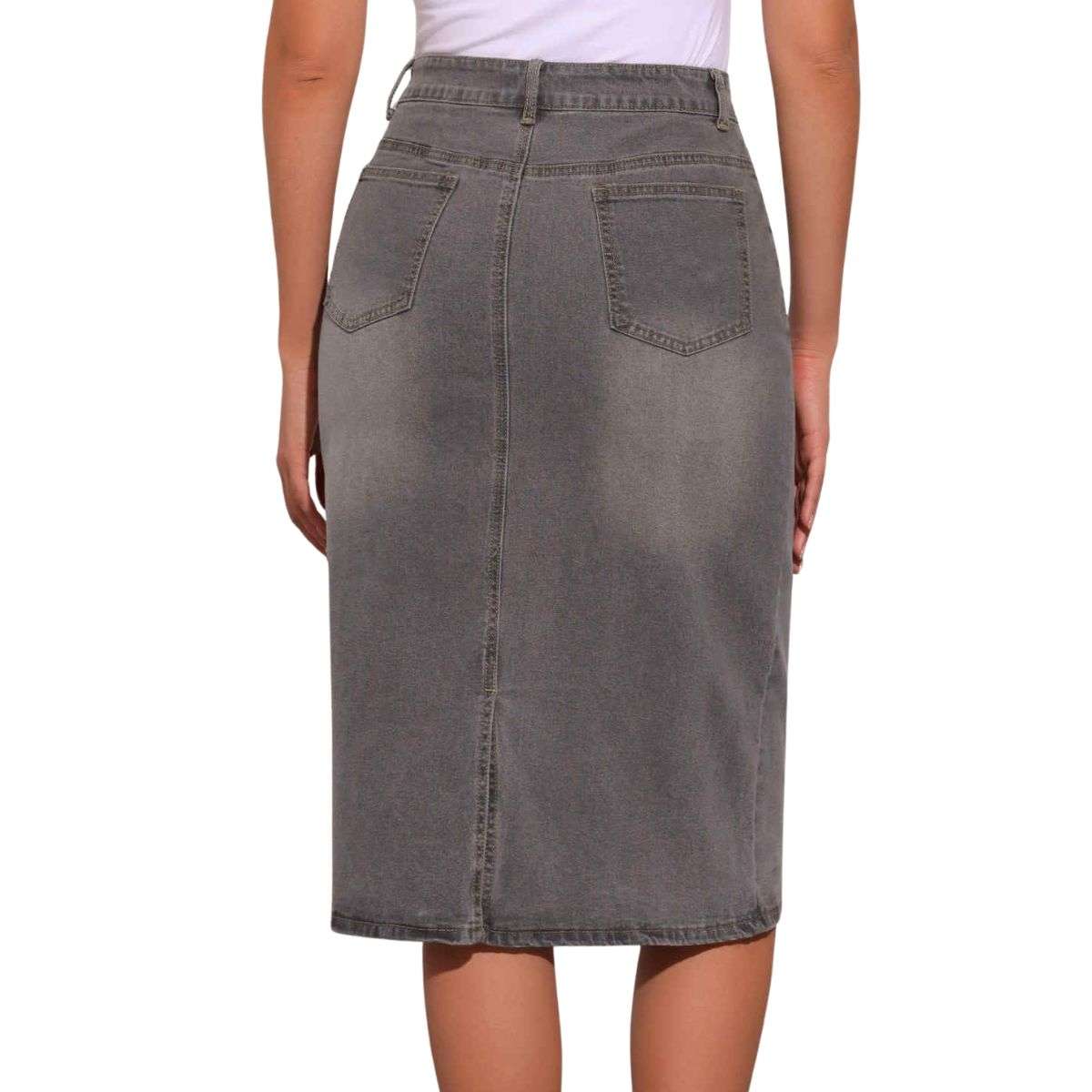 Women’s High Waisted Midi Denim Skirt