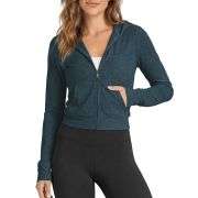 Women’s Full Zip Up Hooded Cropped Jacket with Pockets