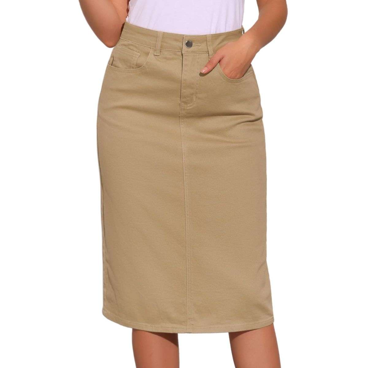 Women’s High Waisted Midi Denim Skirt