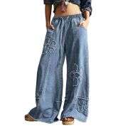 Women’s Y2K Boho Loose Wide Leg Jeans