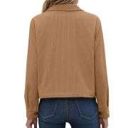 Women’s Fashion Cropped Corduroy Collared Long Sleeve Jacket