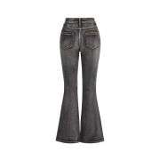 Women’s Gothic Punk Rhinestone Embroidered Flare Jeans