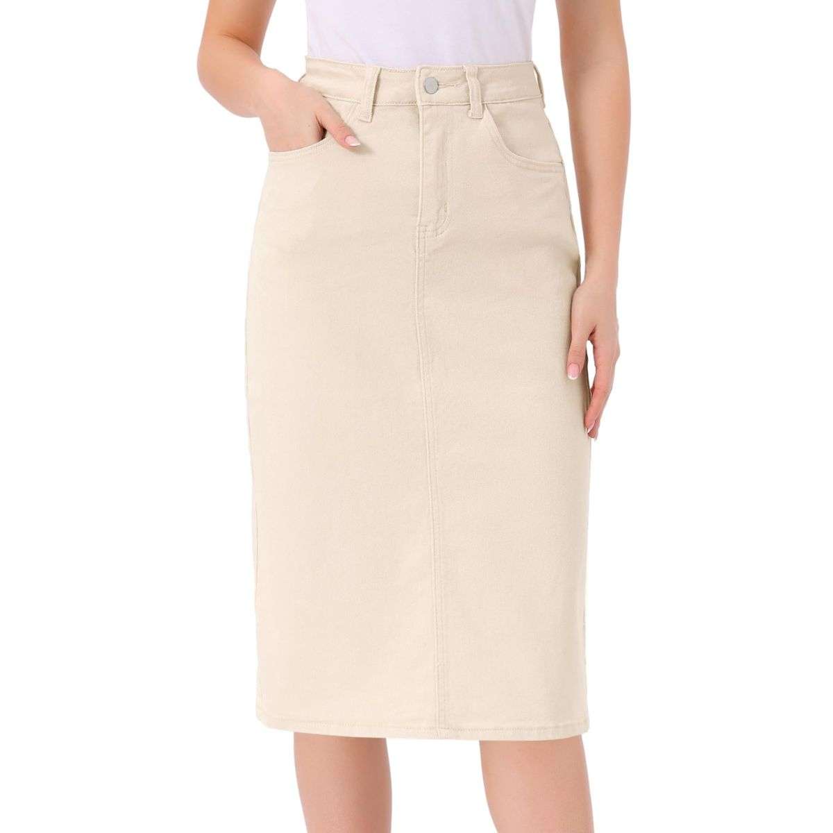 Women’s High Waisted Midi Denim Skirt