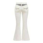 Women’s Gothic Punk Rhinestone Embroidered Flare Jeans