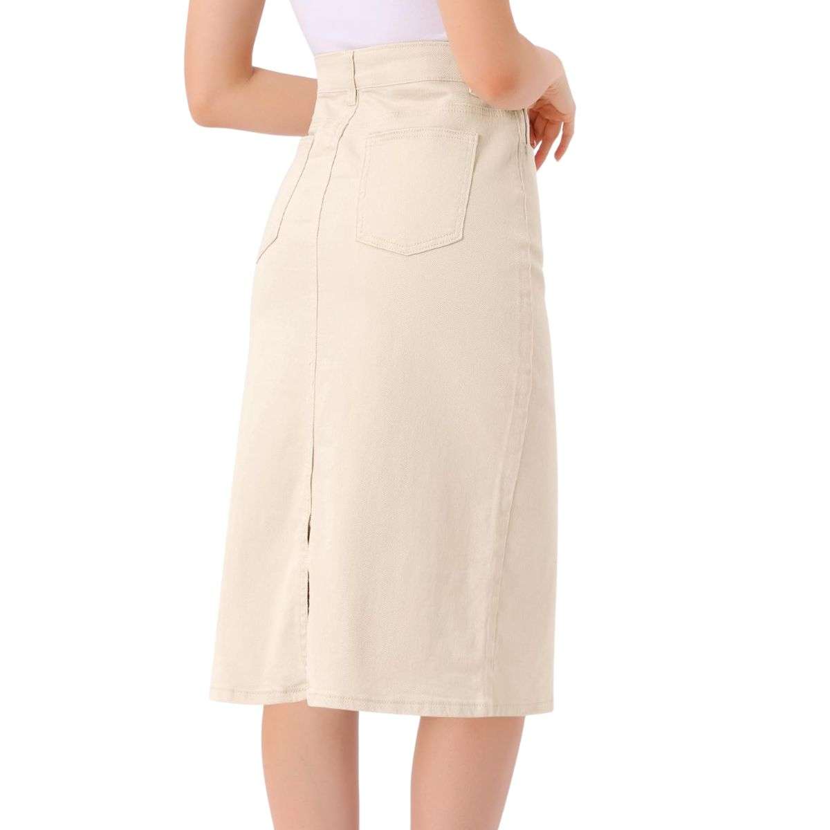 Women’s High Waisted Midi Denim Skirt