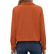 Women’s Fashion Cropped Corduroy Collared Long Sleeve Jacket
