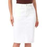 Women’s Stretchy Back Slit Midi Denim Skirt