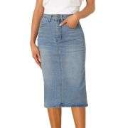 Women’s High Waisted Midi Denim Skirt