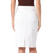 Women’s Stretchy Back Slit Midi Denim Skirt
