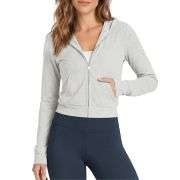 Women’s Full Zip Up Hooded Cropped Jacket with Pockets