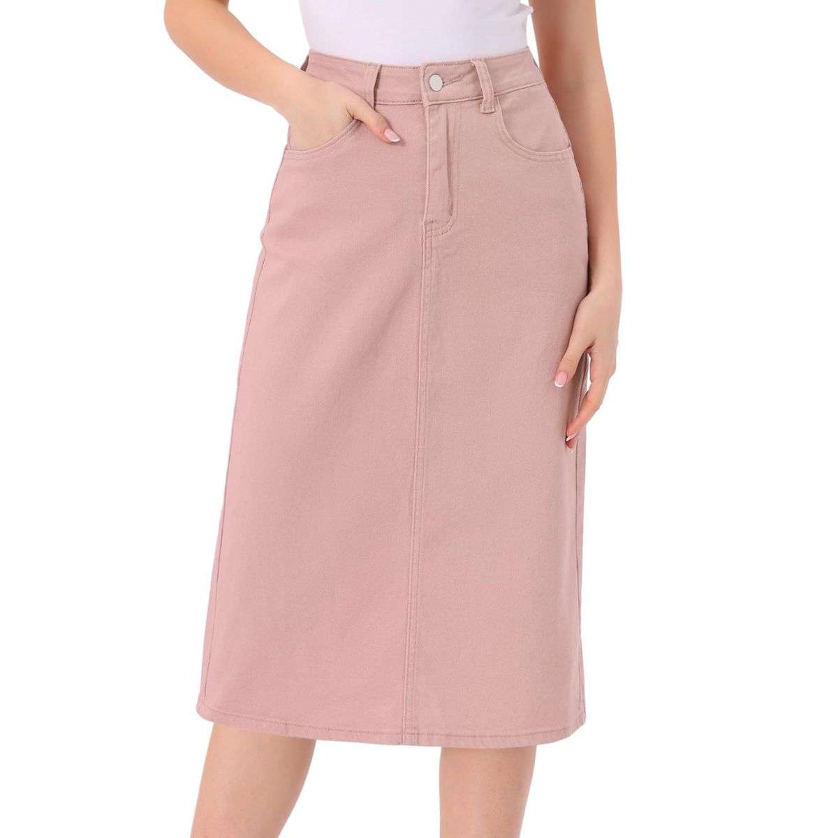 Women’s High Waisted Midi Denim Skirt