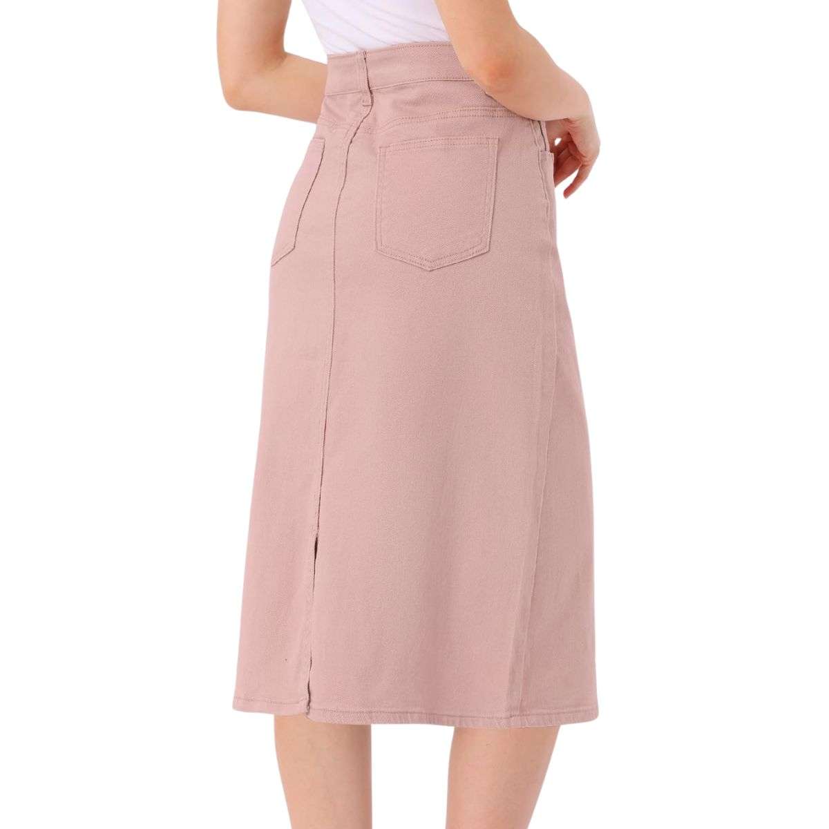 Women’s High Waisted Midi Denim Skirt