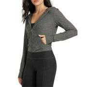 Women’s Full Zip Up Hooded Cropped Jacket with Pockets