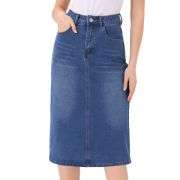 Women’s High Waisted Midi Denim Skirt