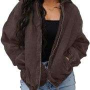 Women’s Zip Up Hooded Cropped Denim Jacket