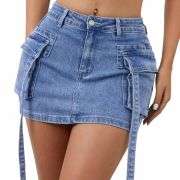 Women’s Stretchy Cargo Denim Skort