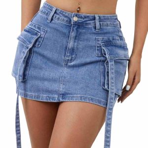 Women's Stretchy Cargo Denim Skort