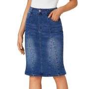 Women’s High Waisted Denim Midi Skirt