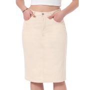Women’s Stretchy Back Slit Midi Denim Skirt