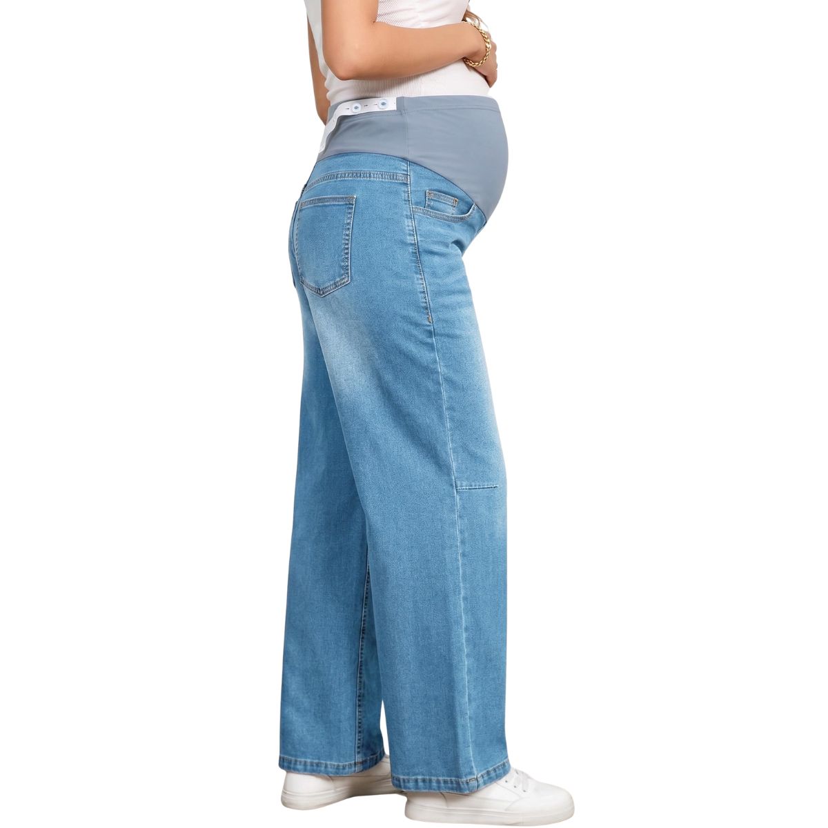 Maternity Stretchy Over The Belly Wide Leg Denim Pants