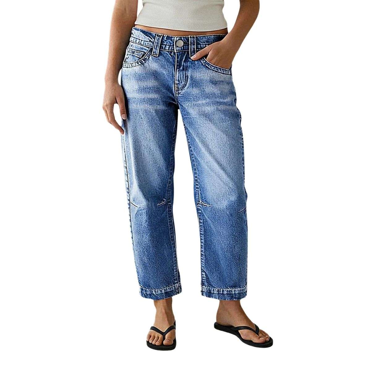 Women’s Mid Rise Straight Leg Ankle Length Jeans