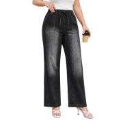 Plus Size Women’s High Waisted Straight Wide Leg Jeans