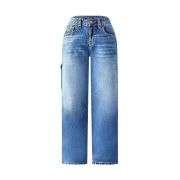 Women’s Multi-Pocket Washed Mid Rise Straight Leg Jeans