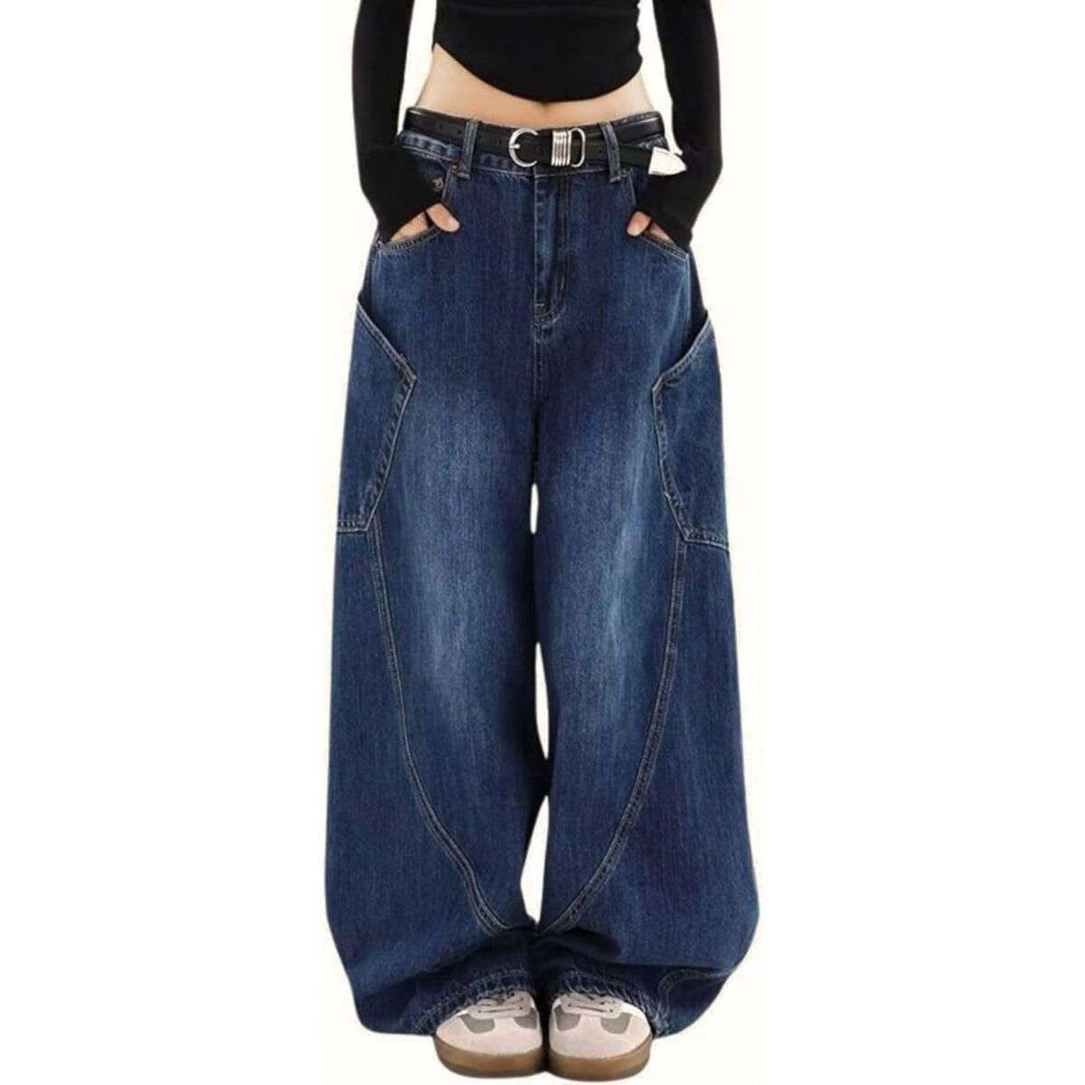 Women’s High Rise Barrel Leg Loose Fit Jeans