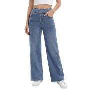 Women’s High Rise Elastic Waist Tummy Control Stretch Wide Leg Jeans