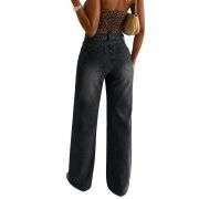 Women’s High Rise Rhinestone Wide Leg Jeans