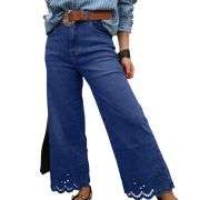 Women’s Embroidered Stretch Wide Leg Jeans