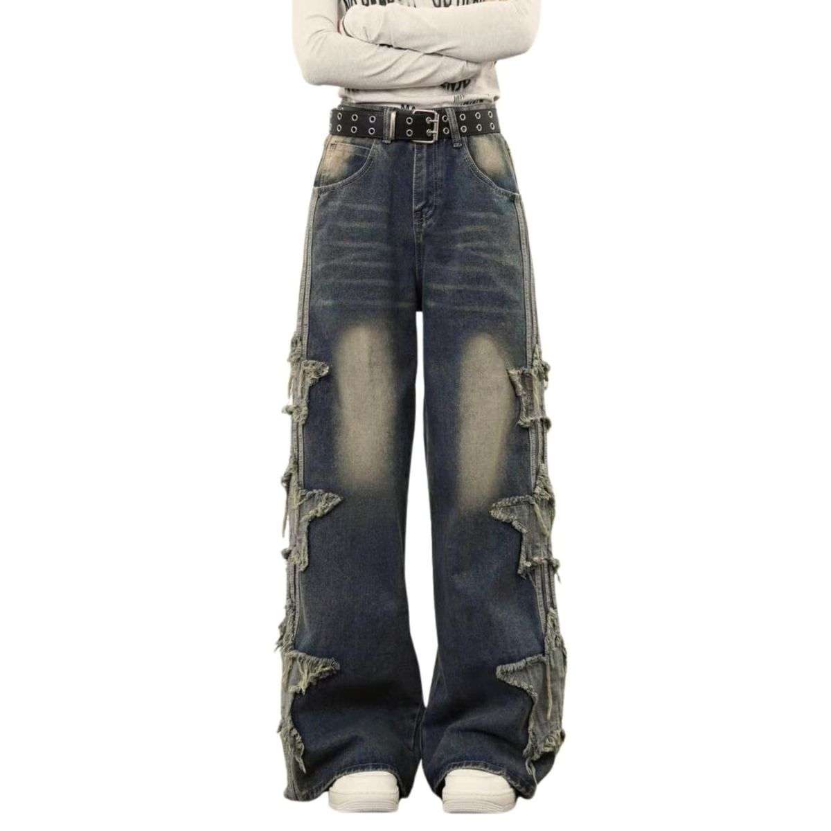 Women’s Cute Star Patchwork Loose Fit Jeans