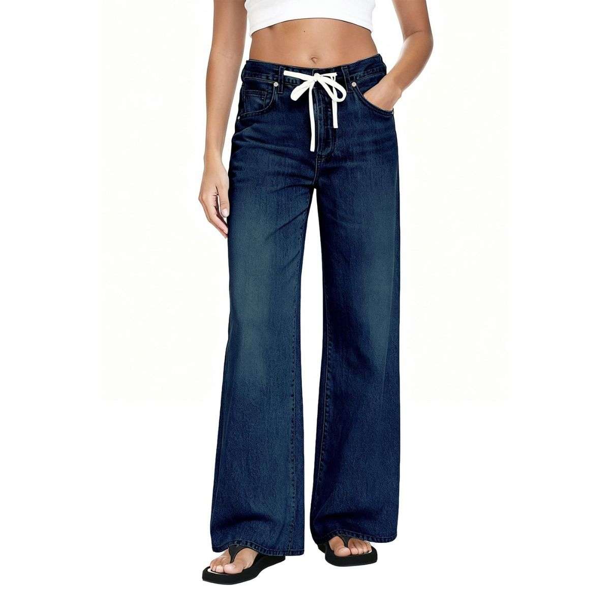 Women’s Trendy Drawstring Waist Loose Fit Jeans