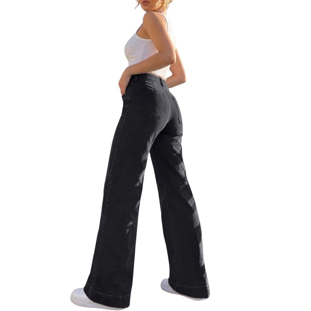 Women’s High Rise Stretch Straight Wide Leg Jeans