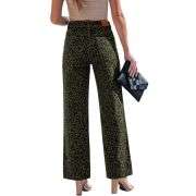 Women’s High Rise Cheetah Print Wide Leg Jeans