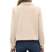 Women’s Fashion Cropped Corduroy Collared Long Sleeve Jacket