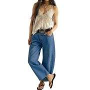 Women’s Casual Wide Leg Mid Rise Denim Jeans