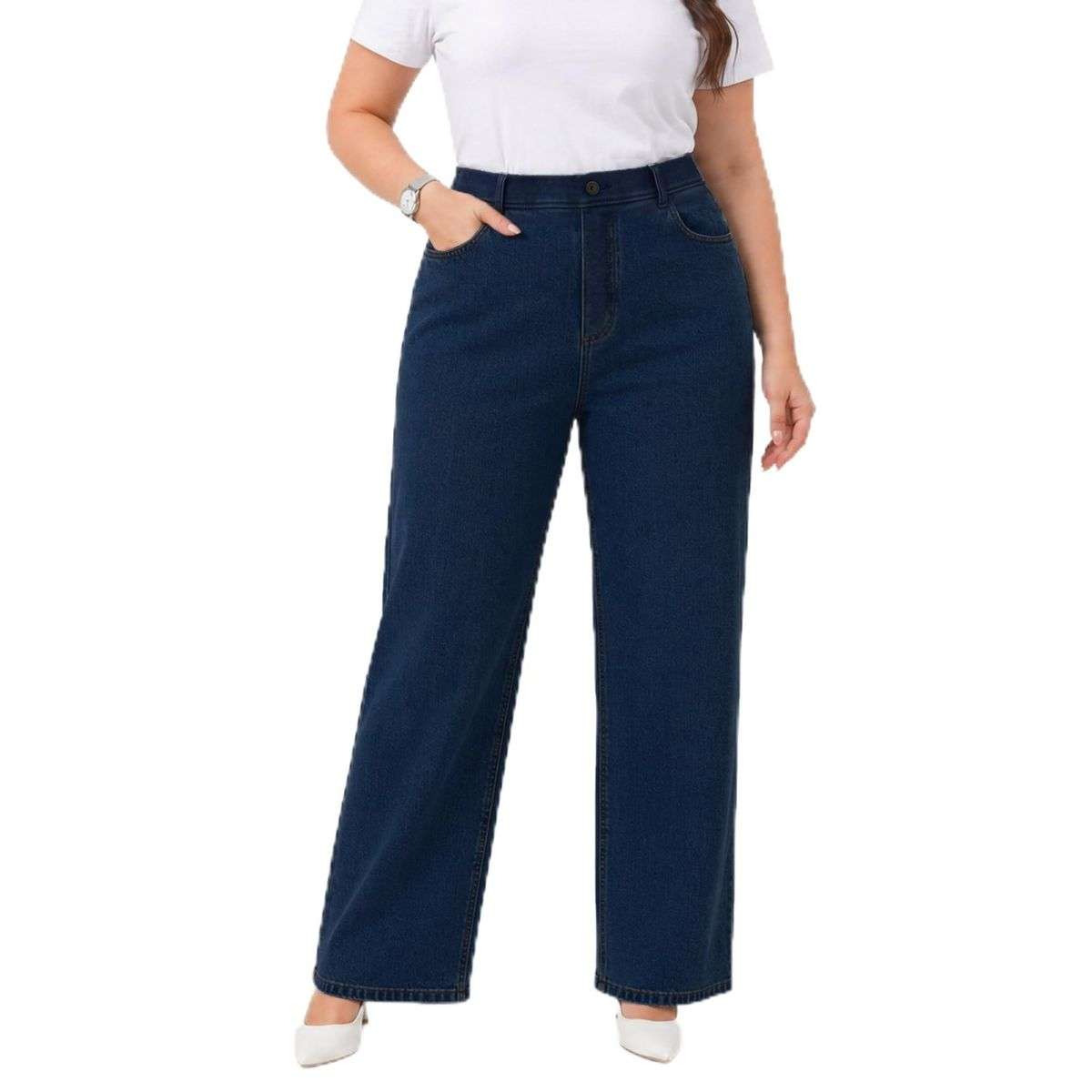 Women’s Plus Size Loose Casual High Waist Denim Long Pants